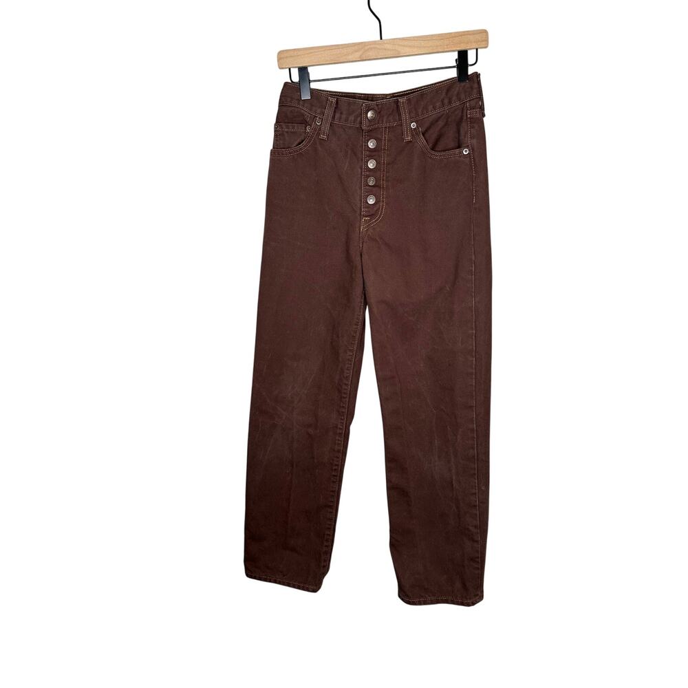 Levis Ribcage Straight Ankle Jeans Womens 26 Dark Brown Cotton High Waisted EUC